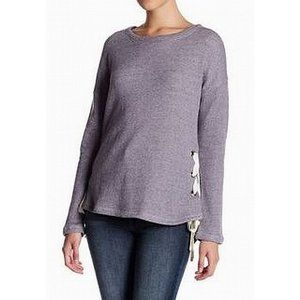 Mello Day Sweatshirt Gray and White Crew-Neck with Lace-Up Ties Size Medium EUC